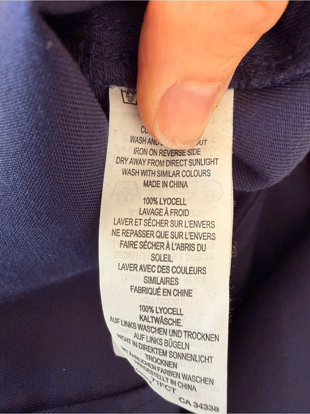 French Connection Blue Button-Front Drawstring Shirt Dress - Picture 8 of 8